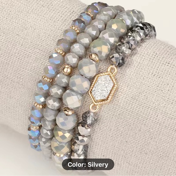 Crystal Resin Cluster Bracelet 4pcs Set(9 colors) - Picture 7 of 9